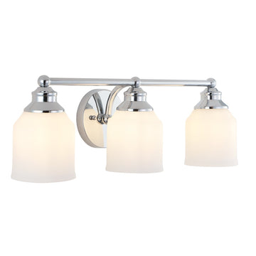 Lydia Iron/Frosted Glass Farmhouse Cottage LED Vanity Light - JONATHAN Y